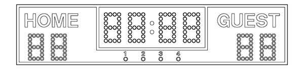 18'0.25" x 48'0.25" Football Scoreboard w/ 1234 Indicators