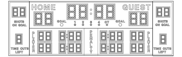 18'0.25" x 8'0.5" Outdoor Hockey Scoreboard w/Goal & T.O. Digits