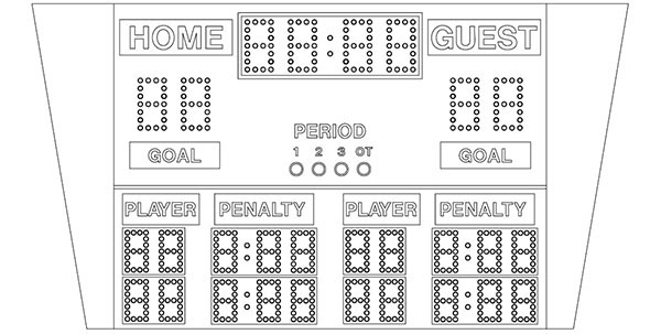 Top 11'0.8"/Bottom9'0"x6'0" Hockey Scoreboard w/123OT Indicators Angled T/B