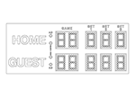 11'0.37" x 4'5.37" Tennis Scoreboard w/AD & Serving Indicators