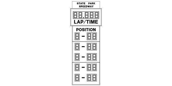 9'0" x 22'0" Racetrack Scoreboard w/Position 1-5