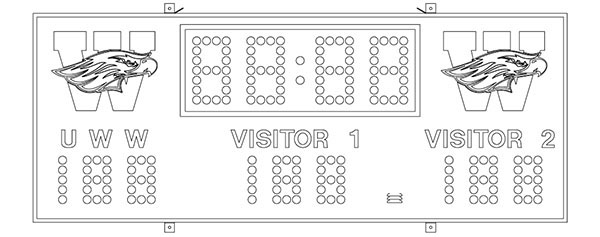 9'0.375" x 3'8.875" Gymnastics Scoreboard