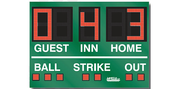 5'0" x 3'8" Baseball Scoreboard w/Ball, Strike,Out Indicators