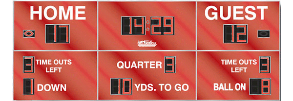 32'0" x 12'0" Football Scoreboard w/ Football Indicators &T.O.L. Digits