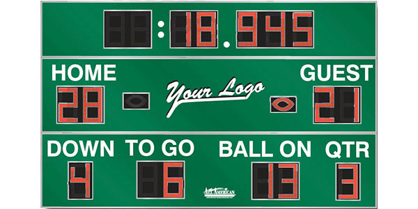 18'0" x 11'0" Multi-Sport Scoreboard w/Football Indicators