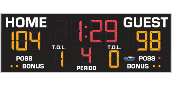 4'25" x 12'0" Standard Basketball Scoreboard