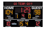 8'2" x 9'0" Basketball Scoreboard w Fouls and Electronic Message Center