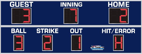 6'5" x 16'0" Baseball Scoreboard with Hit/Error Digit